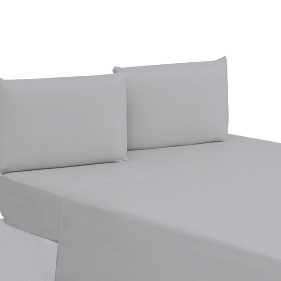 Imagem de Lençol Casal Padrão Sem Elástico Percal 200 Fios 100% Algodão Cama Box 01 Peça Lindo e Macio CINZA