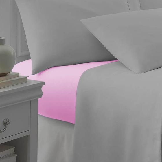 Imagem de Lençol Casal Profissional 180 Fios Algodão Elástico Rosa