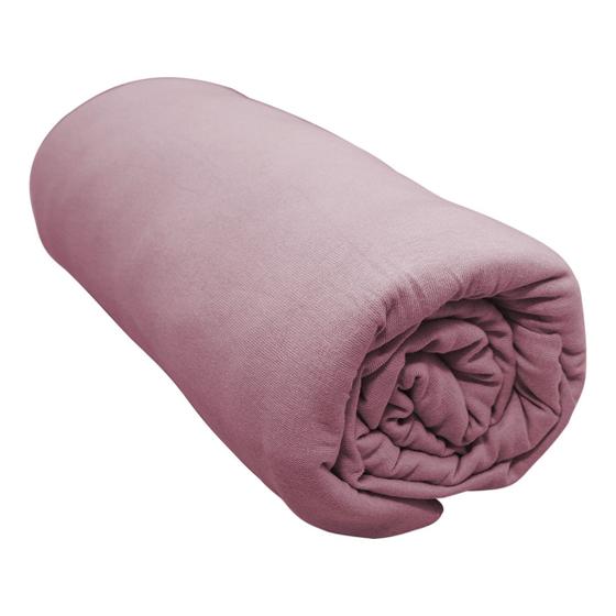 Imagem de Lençol Com Elástico Queen Portallar Malha 100% Algodão Liso Linha Casa Rosa Cravo
