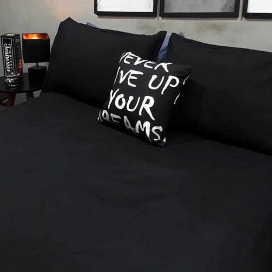 Imagem de Lençol com elástico solteiro king 4 un preto almofada decor