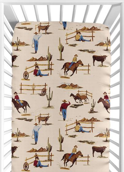 Imagem de Lençol de Berço com Elástico Sweet Jojo Designs - Tema Wild West Cowboy