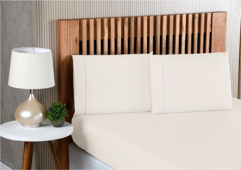 Imagem de Lençol de Cama Casal 400 Fios 3 Peças 40cm Altura 100% algodao com elastico