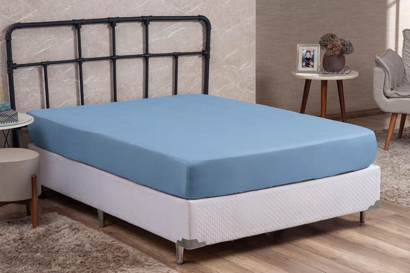 Imagem de Lençol de Cama King Size PREMIUM 30CM Altura Cama Box Liso Avulso com Elástico Várias Cores
