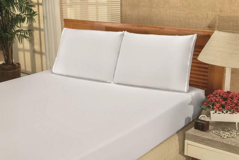 Imagem de Lençol De Cama Solteiro Branco Avulso Com Elástico Algodão 150 Fios