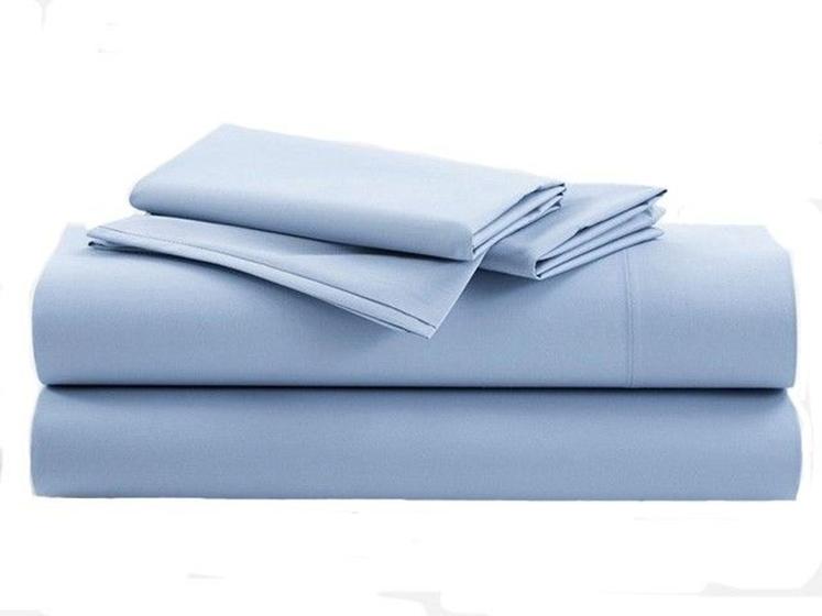 Imagem de Lençol de Cima Casal Algodão Avulso - Lençol Superior Hotel Percal 180 Fios Azul
