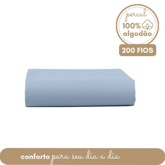 Imagem de Lençol de Cima Percal 100% Algodão 200 Fios sem Elástico Solteiro Toque Macio Cores Neutras