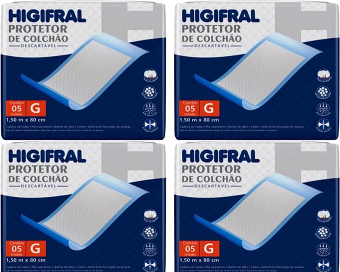 Imagem de Lençol de Colchão Descartável Higifral G - 80x1,50 - c/ 5 Un (Kit c/4 pctes)