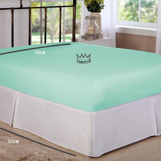 Imagem de Lençol de Elástico Avulso King 1,93m x 2,03m Verde Arrumadinho Enxovais