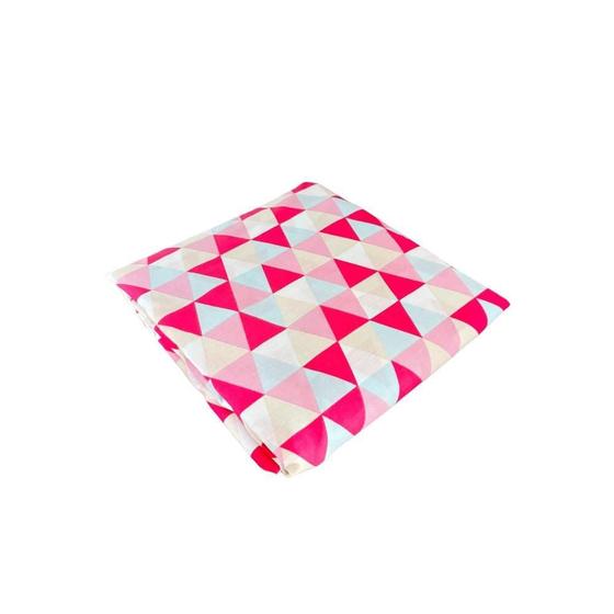 Imagem de Lençol de Elástico Triângulos Rosa Solteiro 88cm Percal 160 Fios 100% Algodão Arrumadinho