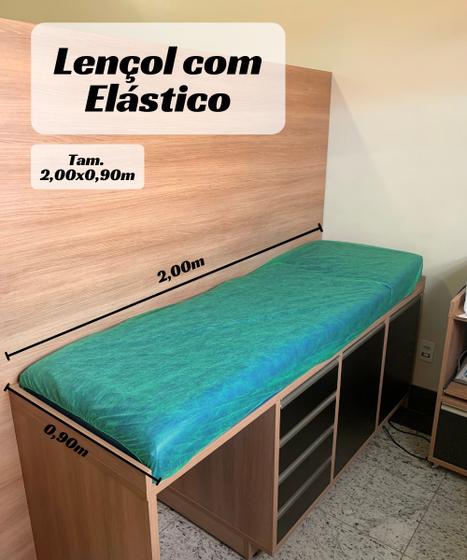 Imagem de Lençol Descartável 2,00 x 0,90 m Aradesc Com Elástico TNT 20 g com 10 Un. Verde