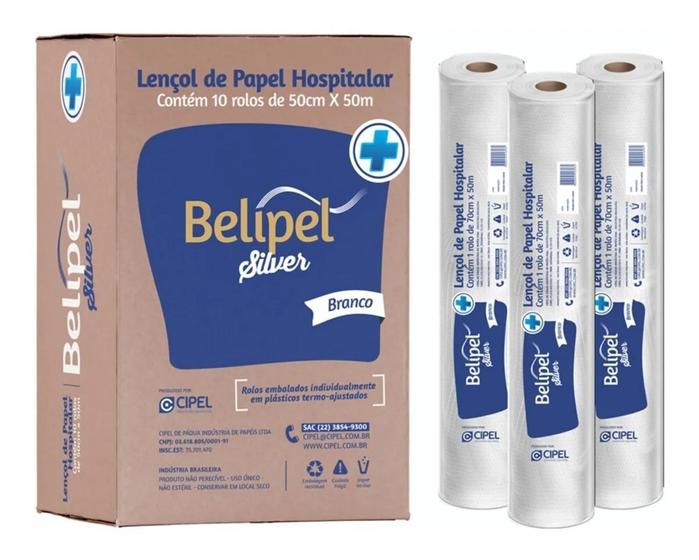 Imagem de Lençol Descartavel Papel Hospitalar Maca 70x50 Cx 10 Rolos