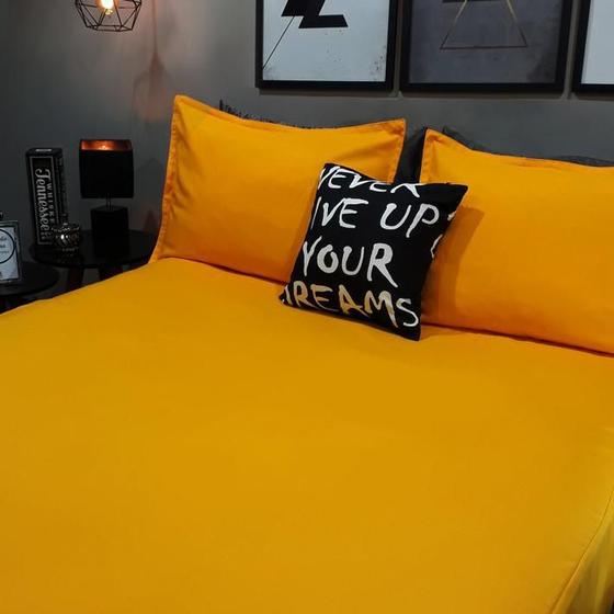 Imagem de Lençol Elástico Solteiro King 4 Un Amarelo Com Almofada