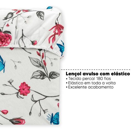 Imagem de Lençol King Avulso Elástico Estampado Percal 180 Fios