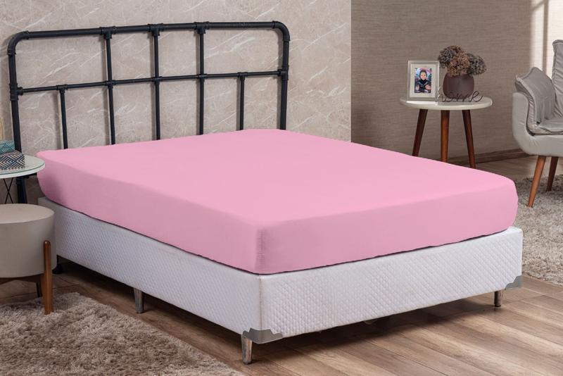 Imagem de Lençol KING Size com Elástico Avulso Liso Percal 200 Fios 100% Algodão 1 Peça Lindo e Macio Cama Box