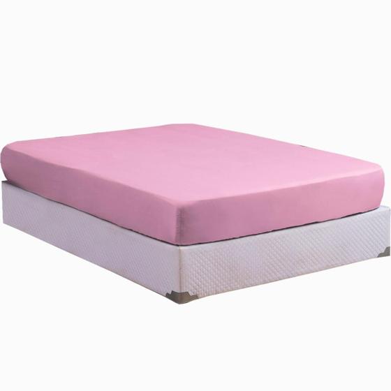 Imagem de Lençol King Size com Elástico Avulso Percal 200 Fios 100% Algodão 01 Peça Lindo Macio Cama Box ROSA