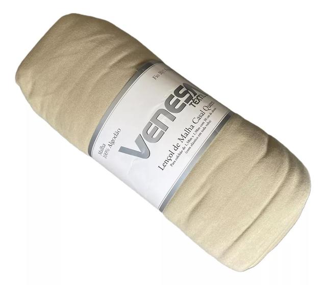 Imagem de Lençol King Venesa de Malha com Elástico Kaki Fio Penteado