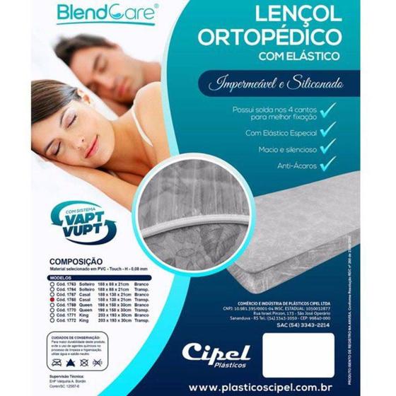 Imagem de Lençol Ortopédico King com Elástico 0,08mm 2,03 X 1,93 X 30 Transparente
