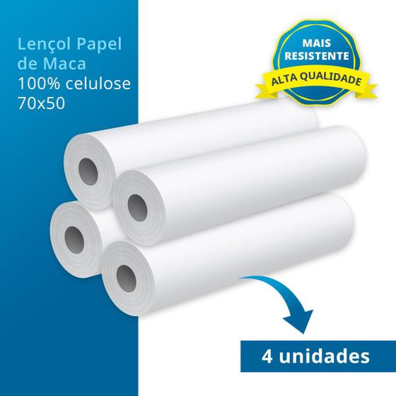 Imagem de Lençol Papel Hospitalar 70x50 100% celulose virgem 4 Rolos