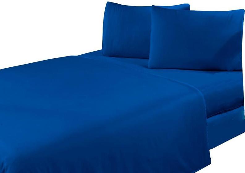 Imagem de Lençol para Baixo com Elástico - 100% Poliéster - 1,88m X 1,38m X 20cm - 01 Lençol + 02 Fronhas