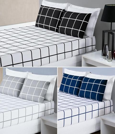 Imagem de Lençol para cama queen jogo 198cm 158cm com 2 fronhas micropercal 200 fios macio
