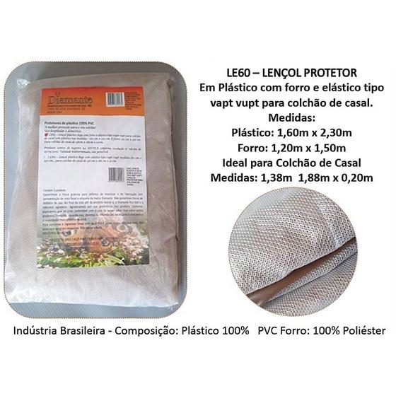 Imagem de Lençol Protetor para Colchão Casal Diamante Elástico com Forro 138x188cm - unidade