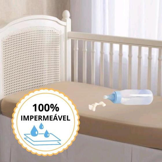 Imagem de Lençol Protetor Siliconado Impermeável C/ Elástico Para Colchão de Berço Padrão Capa Protege Urina de Bebe