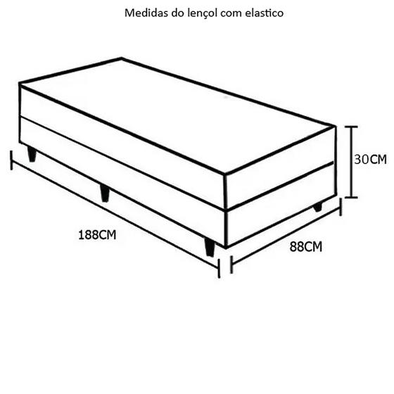 Imagem de Lençol Solteiro 3 Peças Percal 400 Fios 100% Algodão Branco