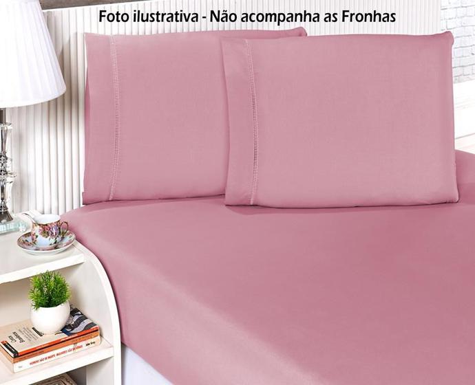 Imagem de Lençol Solteiro Avulso com elástico percal misto 180 fios  Rosê