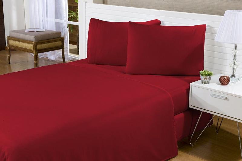 Lençol Solteiro Avulso Elástico 1 peça vermelho Menor preço em Lençol Solteiro Avulso Elástico 1 peça vermelho
