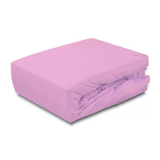Imagem de Lencol Solteiro Com Elastico Rosa Nevoa 100% Algodao