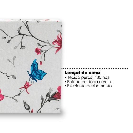 Imagem de Lençol Solteiro De Cima Bainha Estampado Percal 180 Fios Sem Elástico