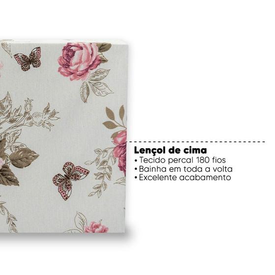 Imagem de Lençol Solteiro De Cima Bainha Estampado Percal 180 Fios Sem Elástico