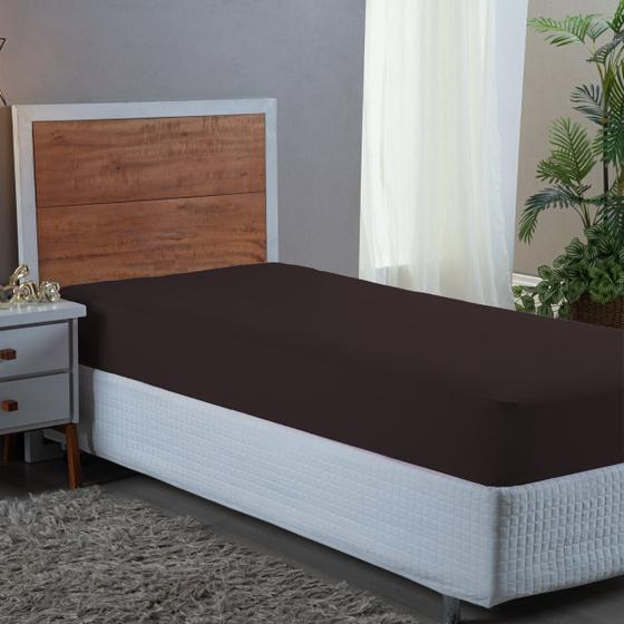 Imagem de Lençol Solteiro Liso Aveludado 400 Fios Cama Box com Elástico Avulso
