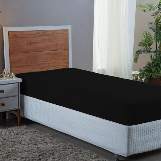 Imagem de Lençol Solteiro Liso Aveludado 400 Fios Cama Box com Elástico Avulso