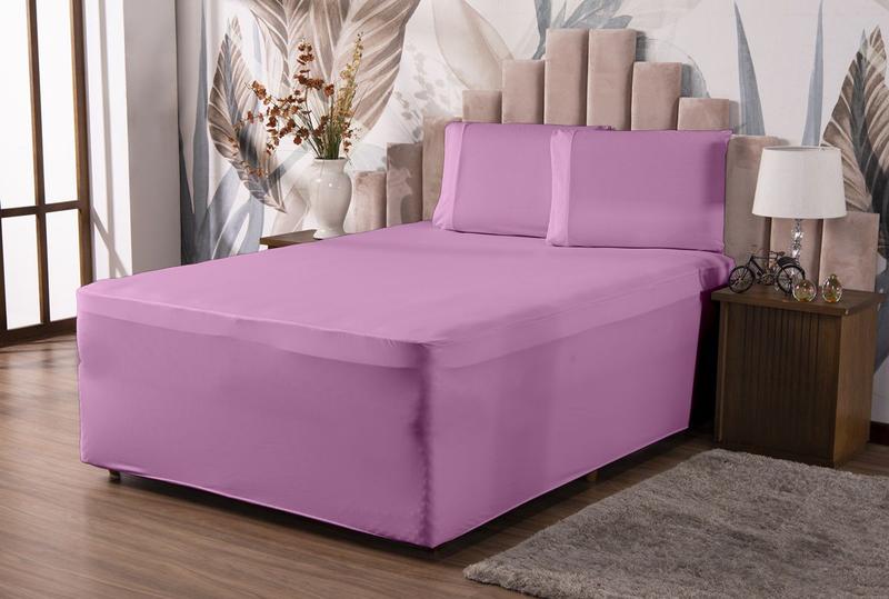 Imagem de Lençol Solteiro Luva com Elástico Veste Colchão + Box Conjugado Malha Gel Spandex 1pç Rosa