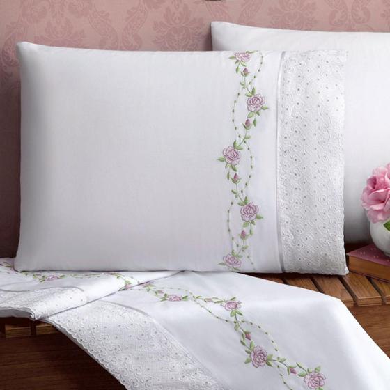 Imagem de Lencol Super Queen Size Elastico Daphane 100%Algodao Extra Macio BOUQUET