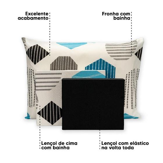 Imagem de Lençol Viúvo 3 Pçs Elástico Estampado Percal 180 Fios