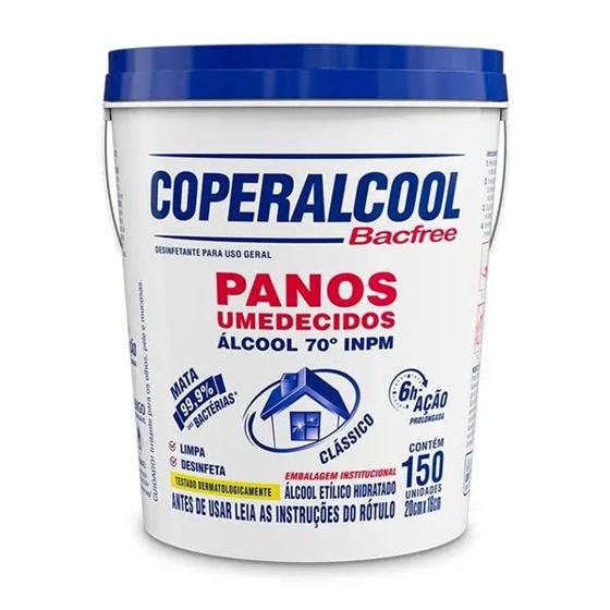 Imagem de Lenços Umedecidos Álcool 70 Bacfree Clássico Balde Com 150 Lenços