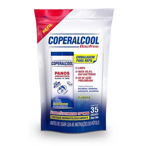 Imagem de Lenços Umedecidos Álcool 70 Refil Clássico com 35 Lenços