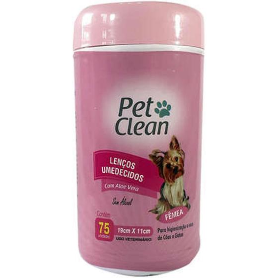 Imagem de Lenços Umedecidos Fêmea Pet Clean para Cães e Gatos - 75 unidades 19cm x 11cm