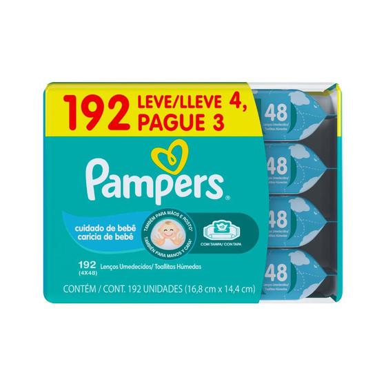 Imagem de Lencos Umedecidos Pampers Leve 4 Pague 3 Com 4x48 Cuidado De Bebe  Especial