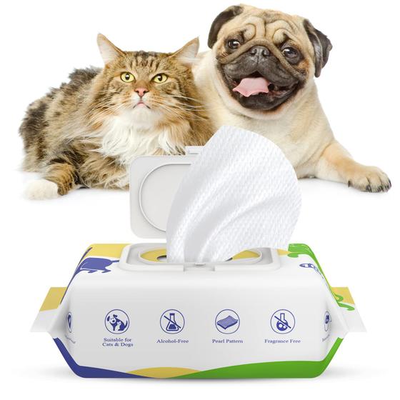 Imagem de Lenços Umedecidos Pawaboo para Cães - Sem Perfume, Hipoalergênicos (100 Unidades)