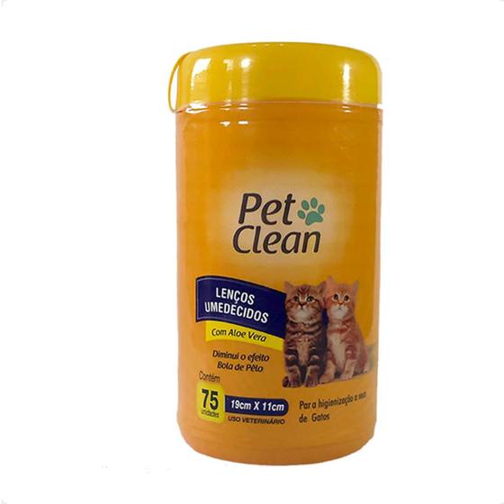 Imagem de Lenços Umedecidos Pet Clean para Gatos - 75 Unidades