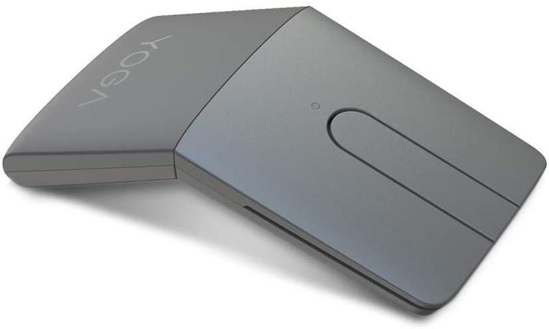 Imagem de Lenovo Yoga Mouse com Laser Presenter, 2.4GHz Wireless Nano Receiver &amp Bluetooth 5.0, Premiada Ergonomic V-Shape, Ajustável 1600 DPI, Mouse Óptico, GY50U59626, Cinza De Ferro, cinza