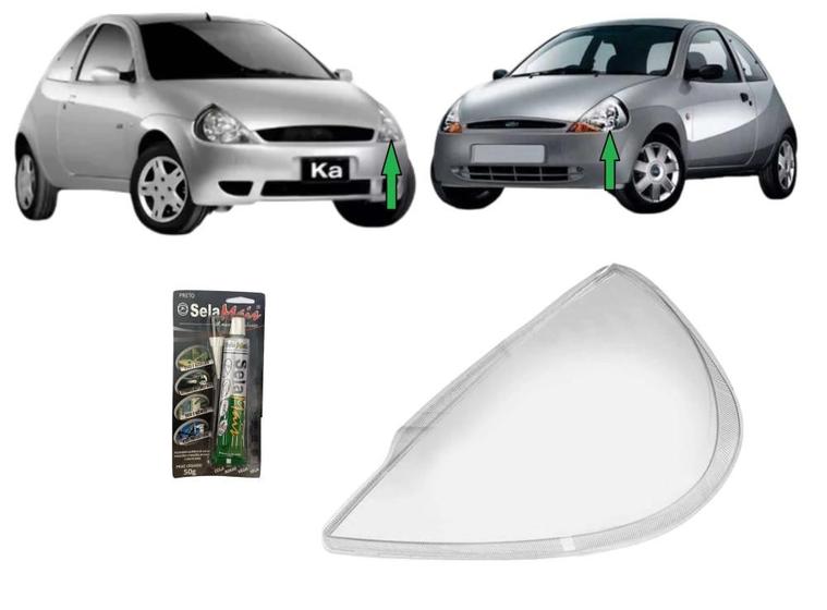 Imagem de Lente Farol Principal Ford Ka 1997 a 2007 LE + Cola