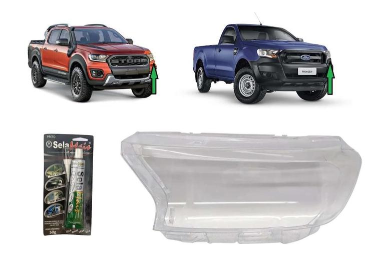 Imagem de Lente Farol Principal Ford Ranger 2016 a 2023 Esquerdo + Cola