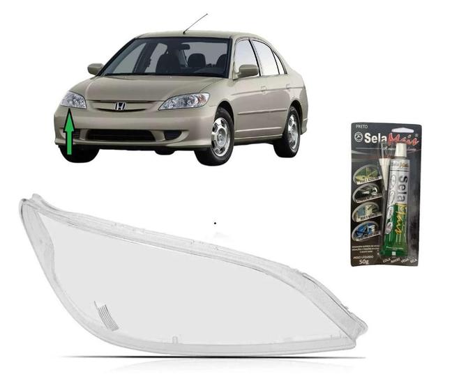 Imagem de Lente Farol Principal Honda Civic 2004 a 2006 LD + Cola