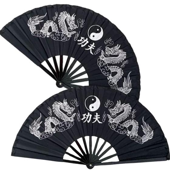 Imagem de Leque Dragão Preto Dança Kung Fu Chinês Japonês Show 2024