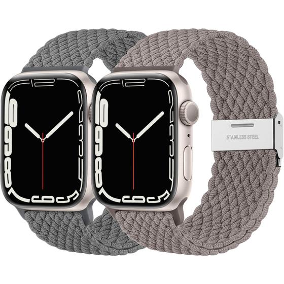 Imagem de Lerobo 2 Pack Pulseiras Trançadas Solo Loop p/ Apple Watch (DarkGray/Stone)