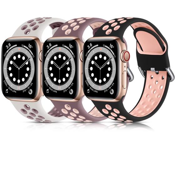 Imagem de Lerobo 3 Pack Pulseiras p/ Apple Watch 38-49mm, Silicone S/M